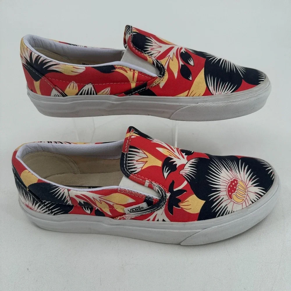 Vans Off the Wall Skate Shoes WOMENS Multicolor Tropical Print Slip On SIZE 8.5